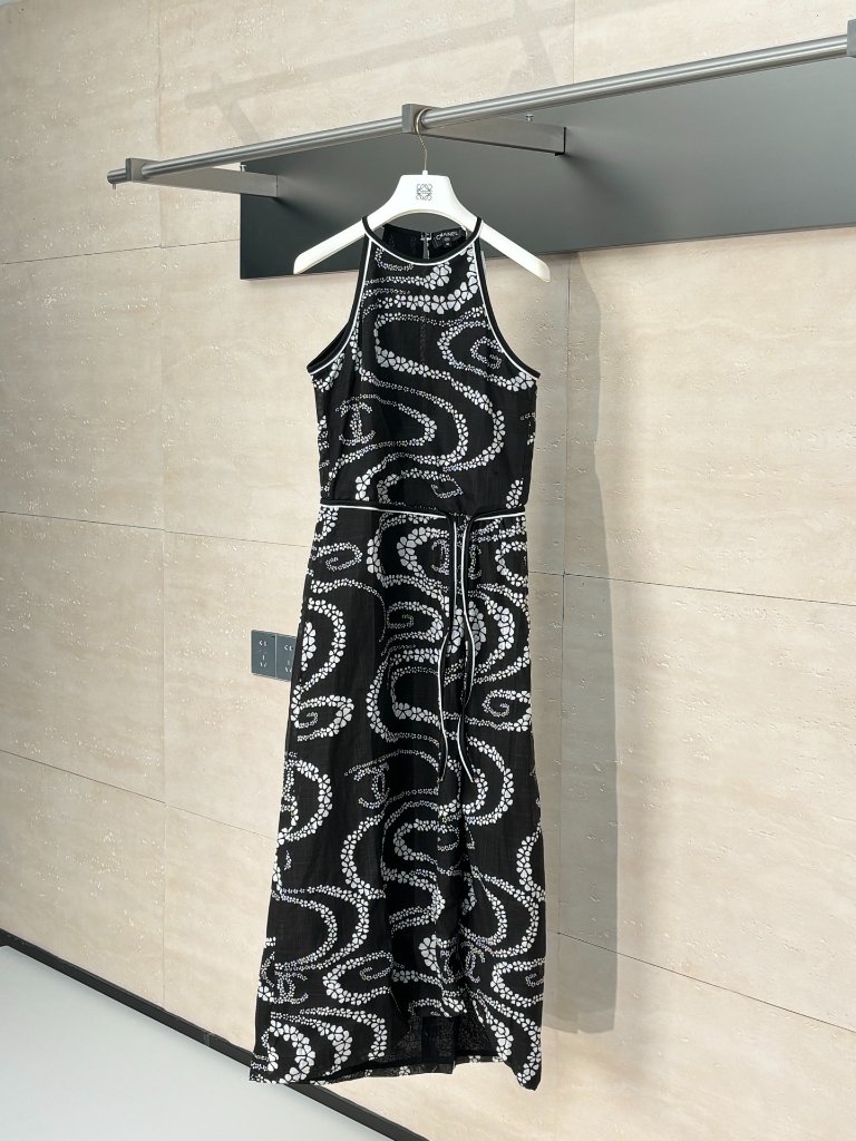 Chanel Black Floral Halter Maxi Dress